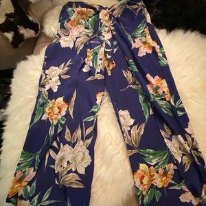 Zara Floral Front Wrap Slit Pants, M
